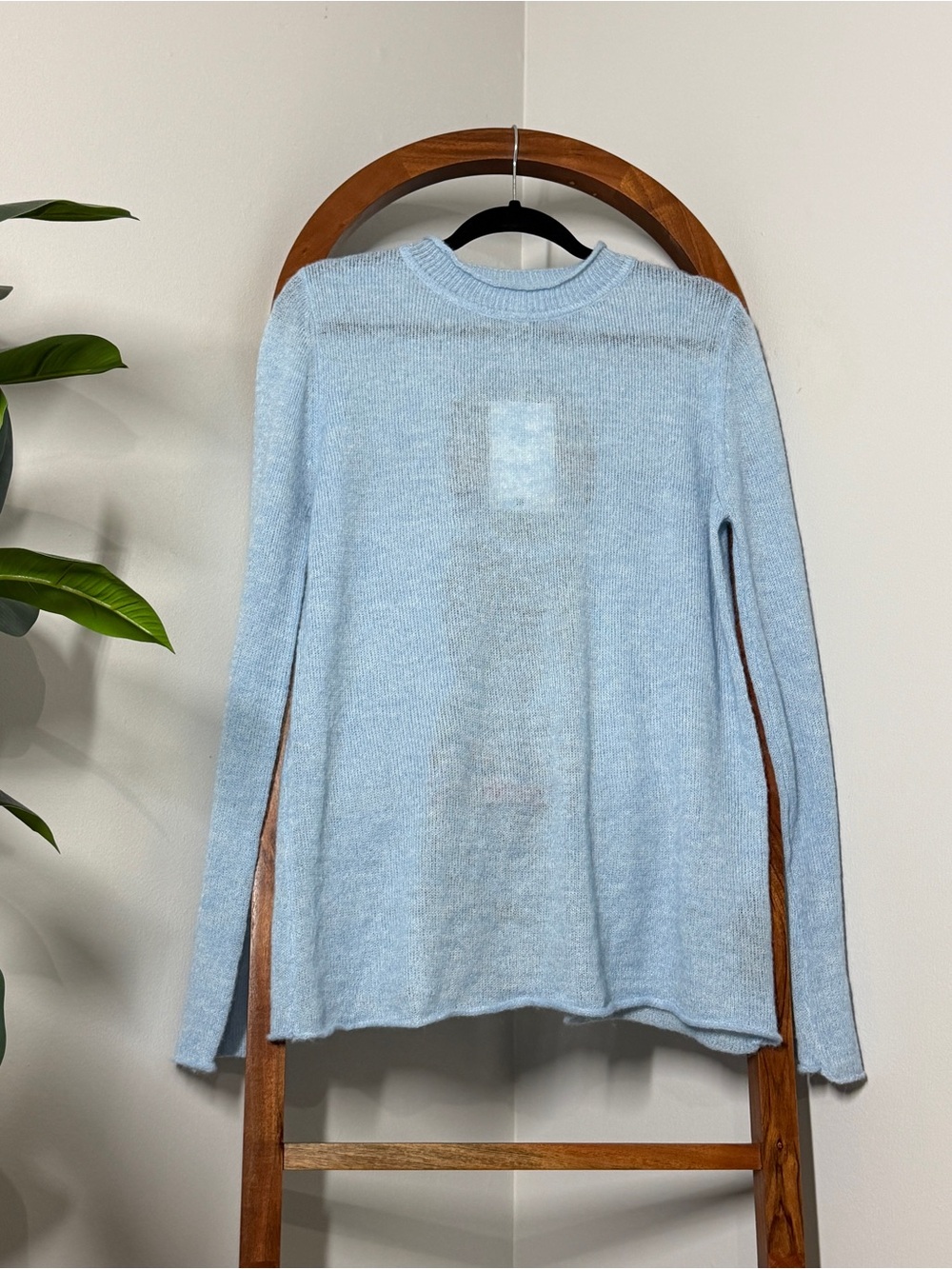 Topshop 12 Sky Blue Lightweight Knit Wool Blend Open Back Sweater NEW